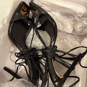 Black Schutz Lace-Up Stiletto VIKKI Sandals - Women's Elegant Evening Heels